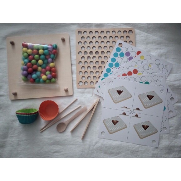 Sorting Wooden Matching Chopstick + Marble Game Toddler Educational - Picture 5 of 10